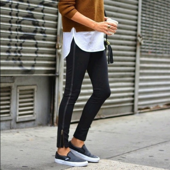 J Crew Pixie Pant w/Real leather‎ trim & ankle zip - Picture 1 of 14